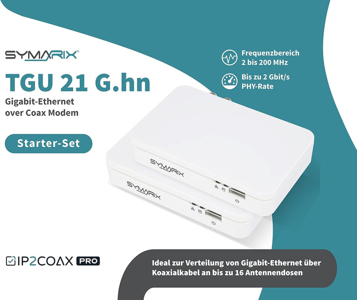 SYMARIX TGU 21 G.hn Wave-2-Technologie Ethernet Over Coax Modem (EoC) Gigabit-Ethernet über Koaxialk