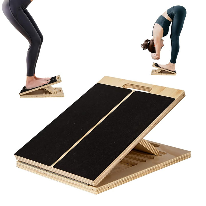 Schrägbrett, NEVESO 2-Ini-1 Wadendehner, Stretch Board, Rutschfest Stretch & Mobility Board mit 5 Wi