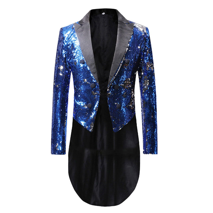 Herren Glitzer Frack Jacke Pailletten Sakko Smoking Mantel Blazer Freizeit 70er Disco Kostüm Anzugja