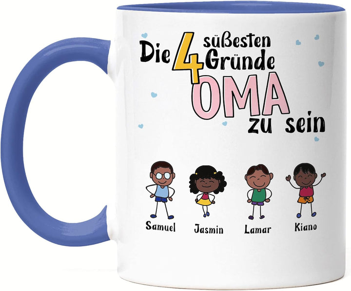 Oma Tasse Blau Geburtstag Personalisiert für Oma Enkel Enkelin Baby Geschenk Kinder Oma Geschenk Mut