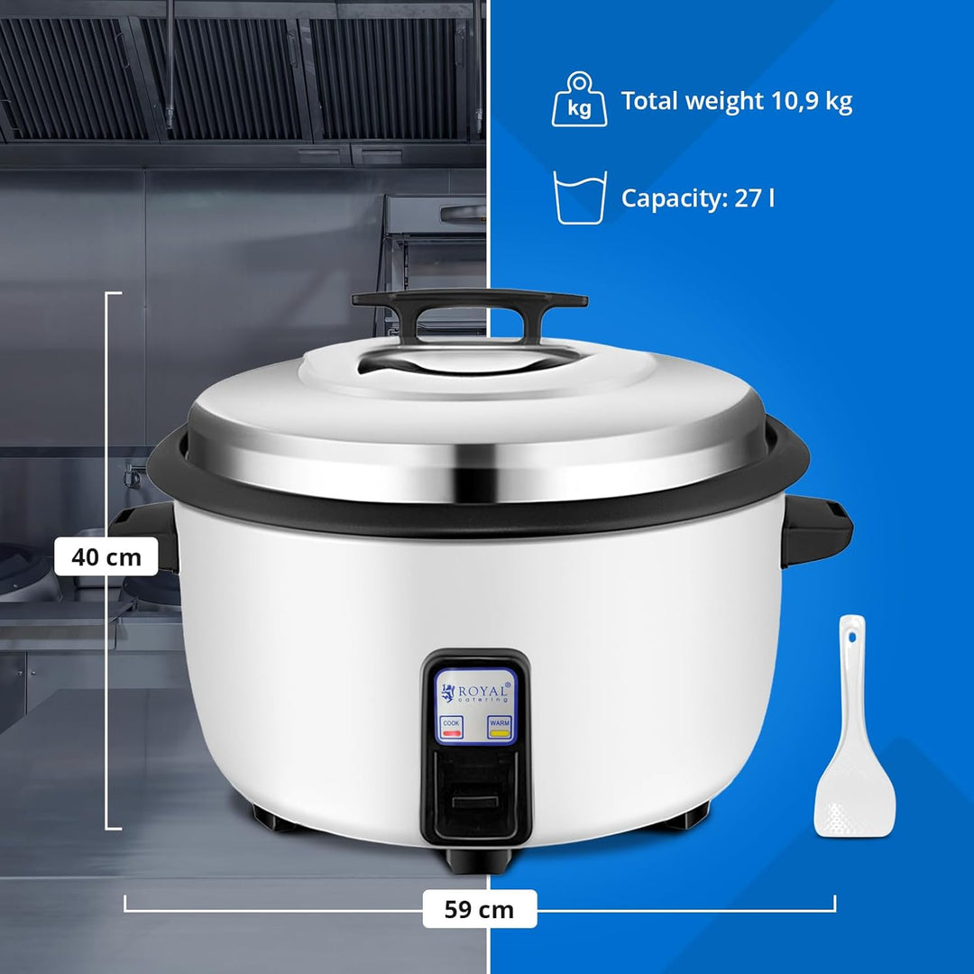 Royal Catering Elektrischer Reiskocher 27 L 3600 W für bis zu 70 Portionen automatische Warmhaltefun