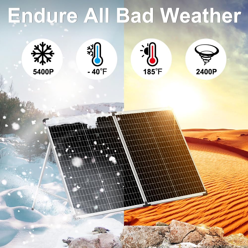 DOKIO 100 Watt 12 Volt Monokristalliner Faltbarer Tragbarer Solarmodule Mit Wasserdichtem Laderegler