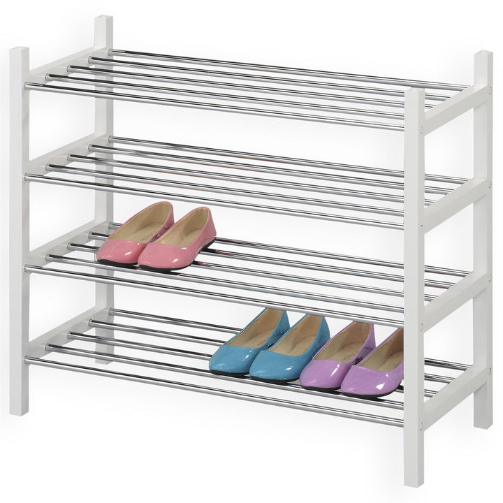 IDIMEX Schuhregal Schuhablage Schuhständer, mit 4 Böden in weiss lackiert, verchromte Metallrohre, s