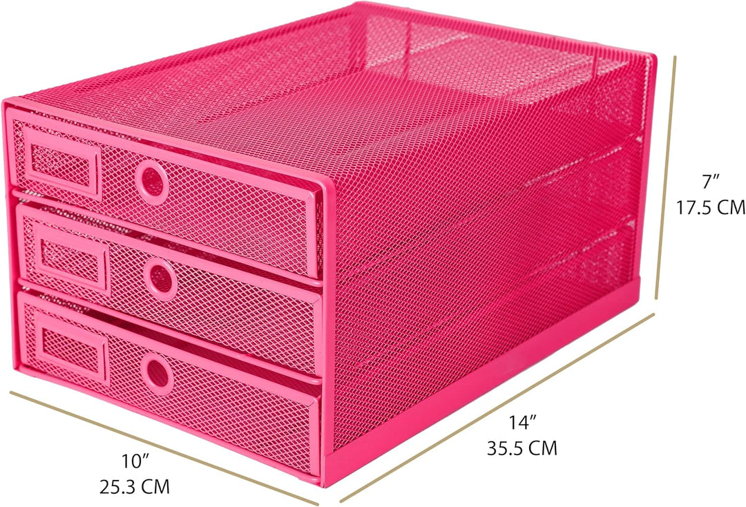Exerz Papier Sortierer mit 3 Schubladen/A4 Dokumente/Schubladenbox - Drahtgeflecht Büroablage/Aufbew