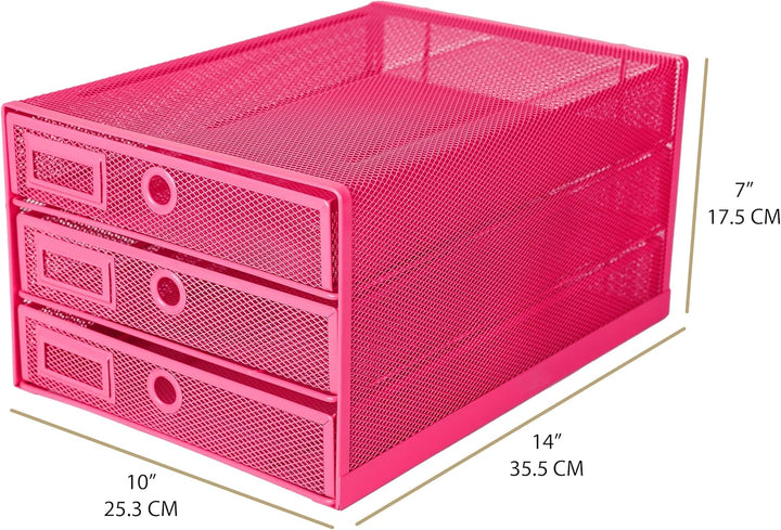 Exerz Papier Sortierer mit 3 Schubladen/A4 Dokumente/Schubladenbox - Drahtgeflecht Büroablage/Aufbew