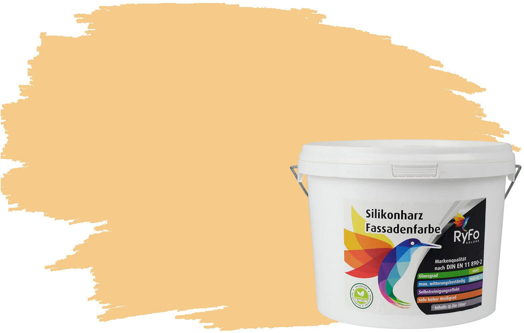 RyFo Colors Silikonharz Fassadenfarbe Lotuseffekt Trend Orangetöne Sunrise 3l - bunte Fassadenfarbe,