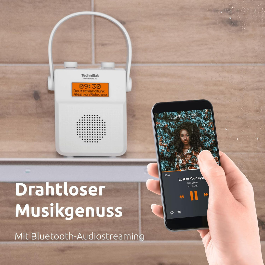 TechniSat DIGITRADIO 30 - wasserdichtes DAB+ Duschradio (UKW, DAB Digitalradio, integrierter Akku, B