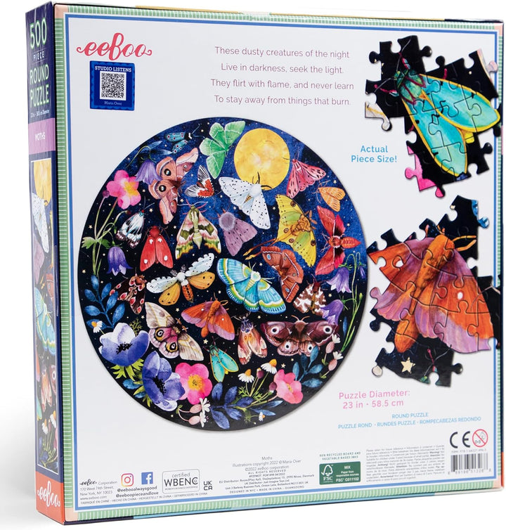 eeBoo EPZFMOT Piece & Love: Motten-500 Teile Puzzle Butterfly Spiel, Black, 1 EA