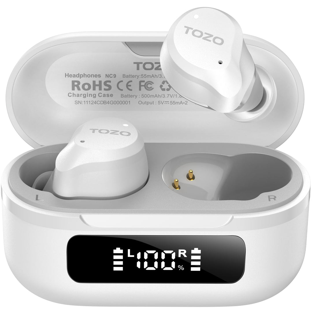TOZO NC9 Bluetooth Kopfhörer In Ear mit Hybrid ANC (45dB), 6 Mikrofone ENC für Homeoffice & Pendeln,