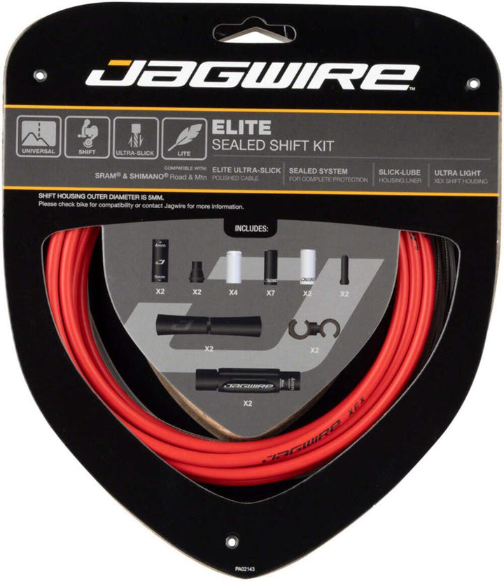 Jagwire Road Elite Schaltzug, versiegelt, 2 Stück 2 x Getriebekabel, rot, Einheitsgrösse, rot