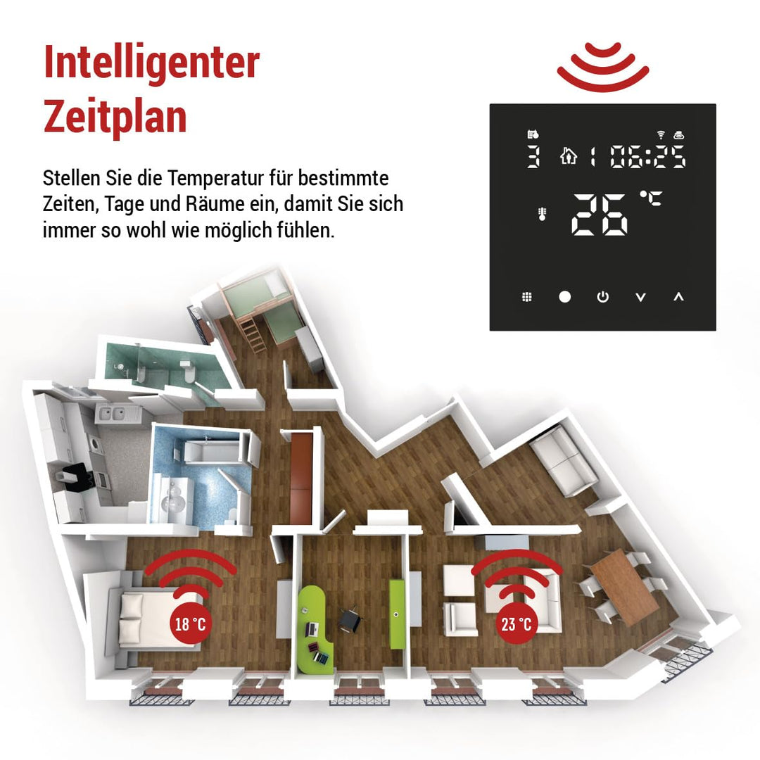 EMOS GoSmart - WiFi Raumthermostat für Fussbodenheizung mit App - Programmierbarer Smart-Thermostat