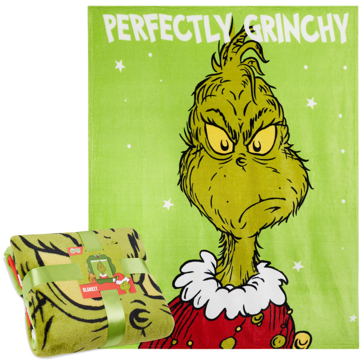 The Grinch Fleecedecke, Flauschige Kuscheldecke 150 x 130 cm - Geschenke Kinder (Grün), Grün