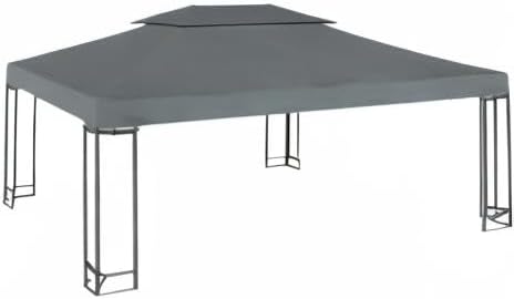 yorten 2-Stufiges Pavillondach Ersatzdach PVC-Beschichtung Wasserdicht Anthrazit 310 g/m² 4 x 3 m fü