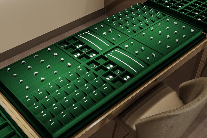 Oirlv Jahrgang Grün Samt Schmuck 12 Grids Schmucktablett,Schmuckschatulle Schmuckaufbewahrung Schmuc