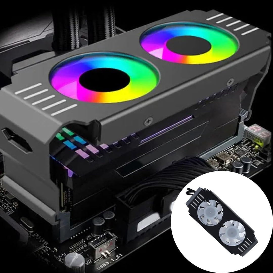 RAM-Kühler mit Zwei ARGB-PWM-Lüftern – Aluminium-Kühlung für DDR4/DDR5-Speicher zum Übertakten, einf