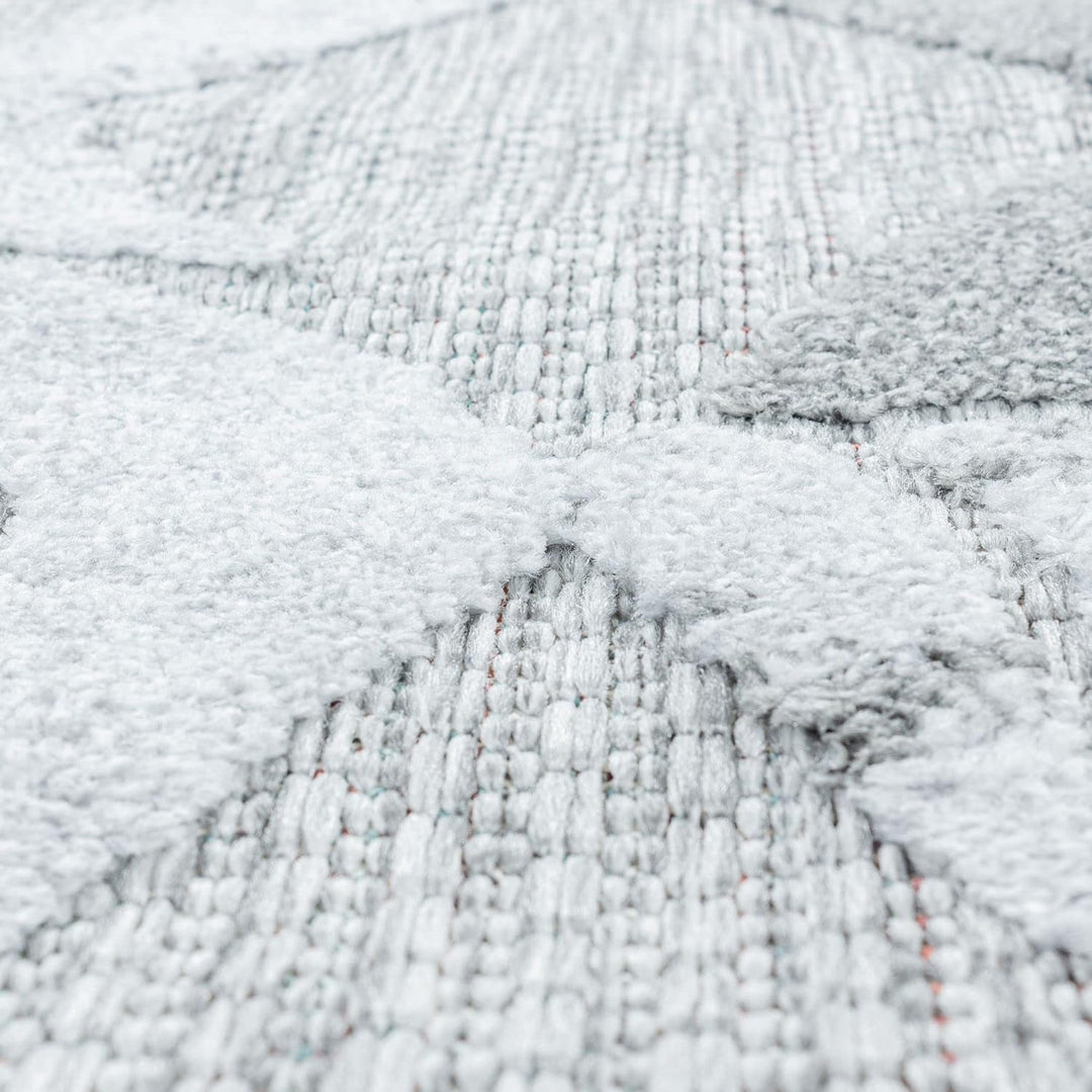 Carpetsale24 Outdoor Teppich Modern, Rauten Boho Design Teppich 3D Optik, Rechteckig, Grau Farbe, Ho