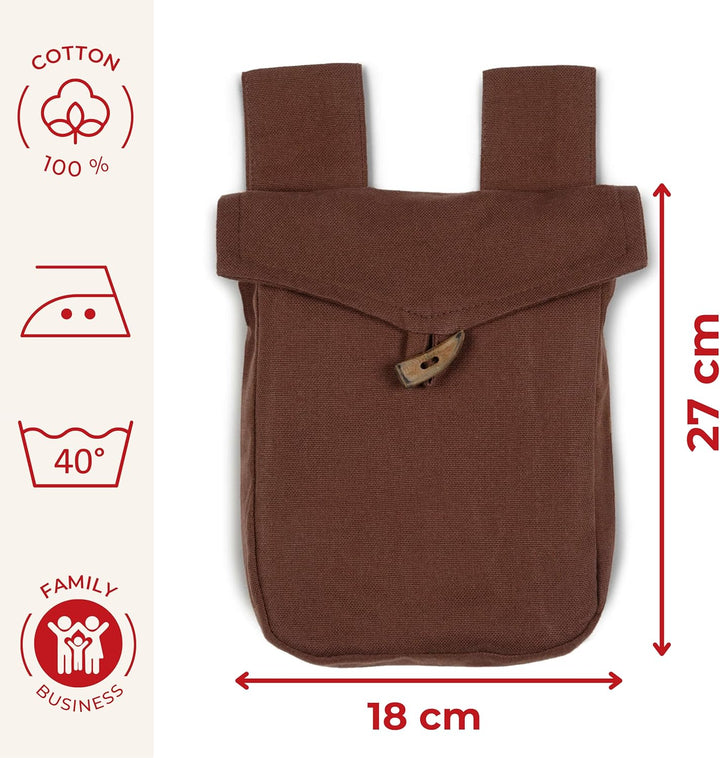 HEMAD Mittelalter-Tasche Baumwolle Gürteltasche Knopf Modell: Widia Einheitsgrösse Braun, Einheitsgr