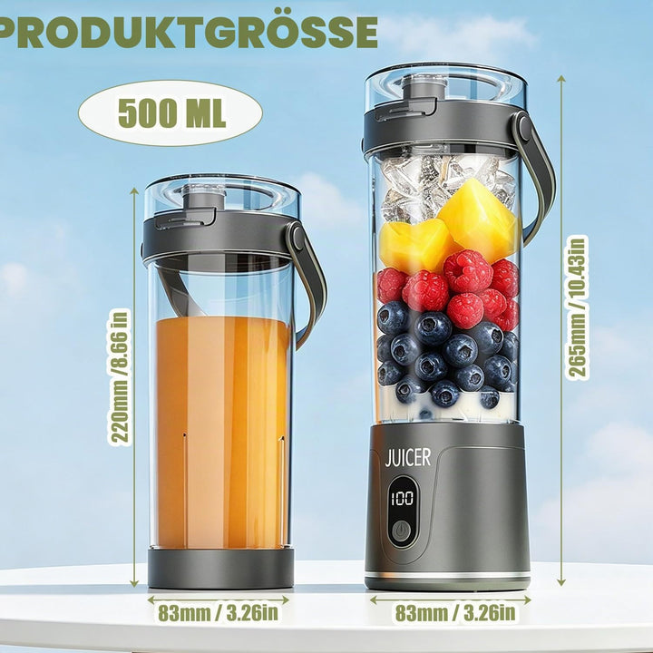 600ml Tragbarer Mixer Smoothie Maker to Go, Mini Standmixer, USB Aufladbarer, Kabellos Smoothie-Make