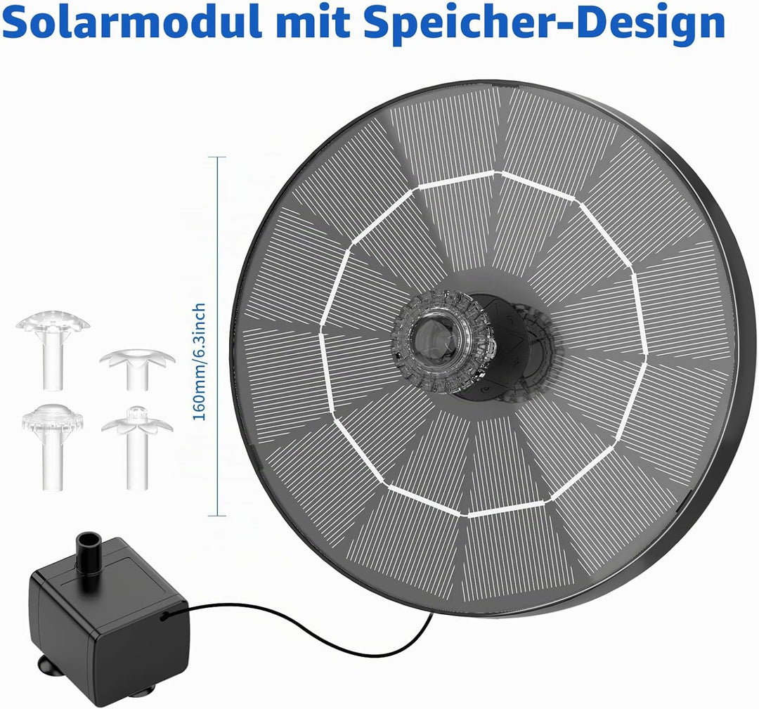 AISITIN Solar Springbrunnen für Aussen 3,5W,Solarbrunnen für Draussen mit 4 Sprüh Effekten, Solar Te