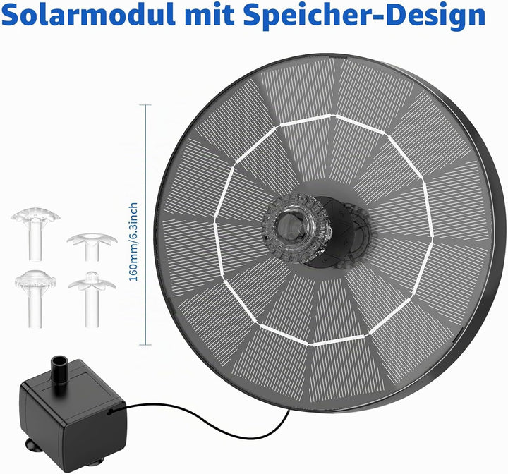 AISITIN Solar Springbrunnen für Aussen 3,5W,Solarbrunnen für Draussen mit 4 Sprüh Effekten, Solar Te