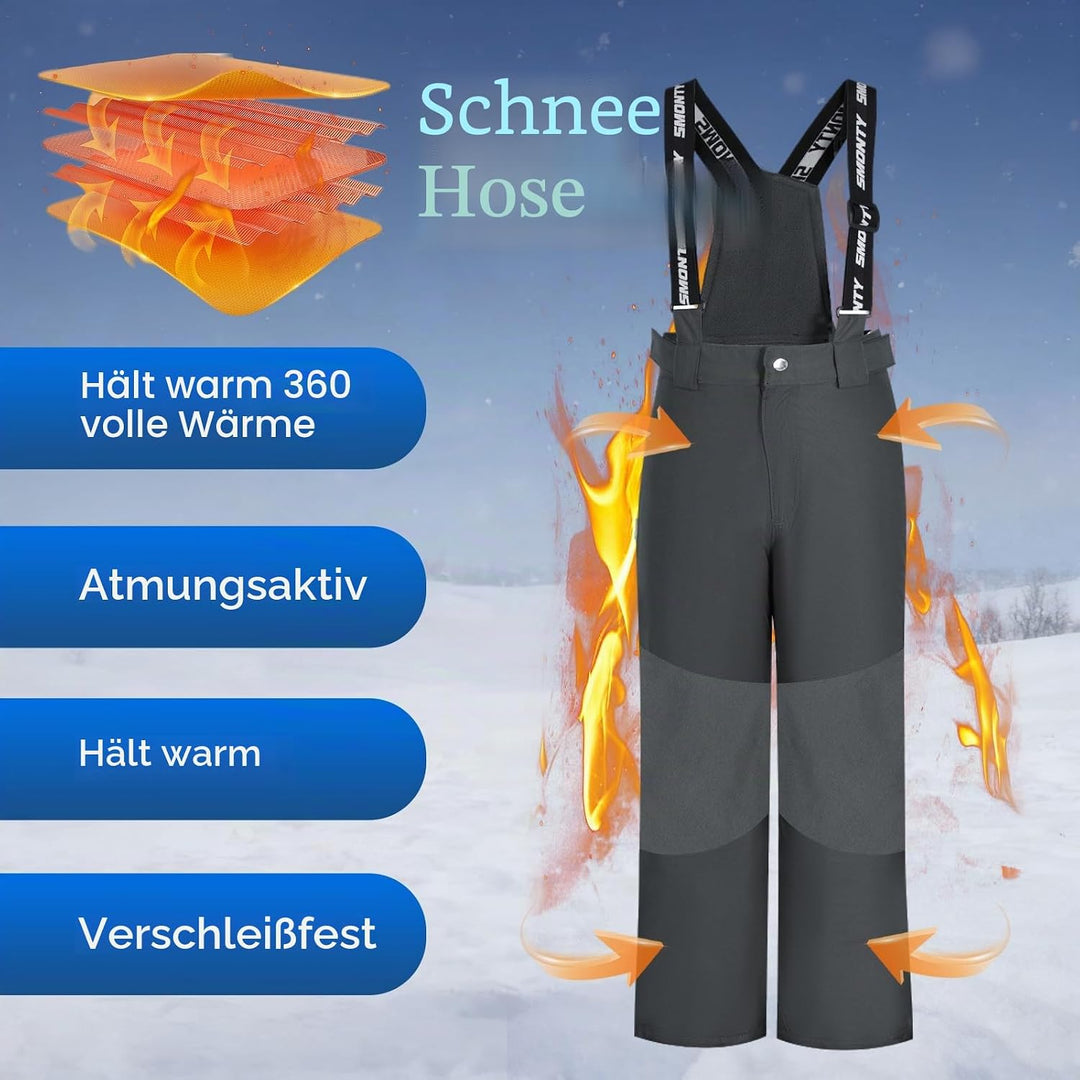 SMONTY Skihose für Kinder Mädchen Winter Wasserdicht Winddicht Warme Snowboard-Rückenhose Standard 1
