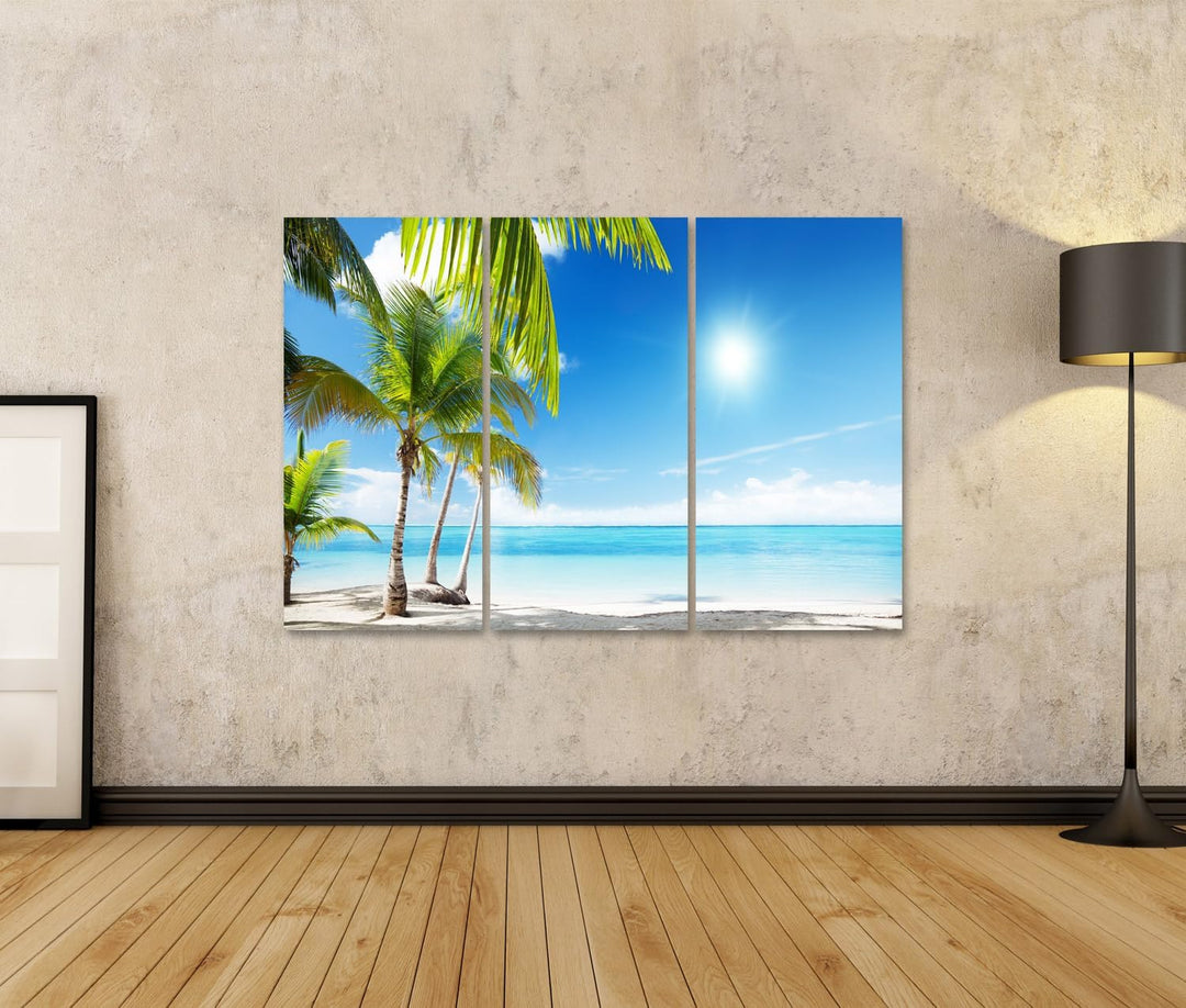 islandburner Bild auf Leinwand Karibisches Meer Strand Unter Palmen Bilder Wandbilder Poster Leinwan