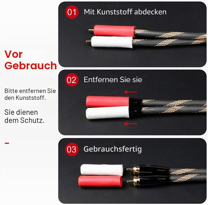 SKW Audiophiles Cinch Audio Kabel, 2 x Cinch zu 2 x Cinch Kabel mit OD 6mm Audiophile Cinch-Kabel (2