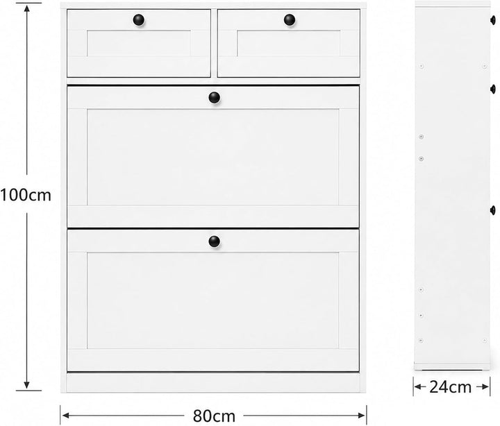 Schuhschrank mit Schubladen, schmaler Schuhkipper, 80x24x100 cm