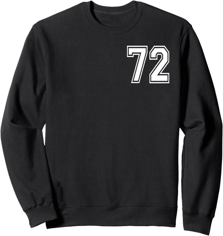 Nummer 72 vorne und hinten in Weiss gedruckt Sweatshirt
