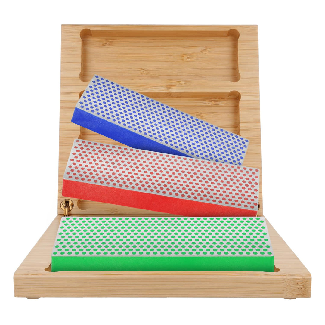DMT Diamant-Schärfstein in Box aus Hartholz, 15,2 cm / 6 Zoll, Set mit 3 Schärfsteinen in 3 Körnunge
