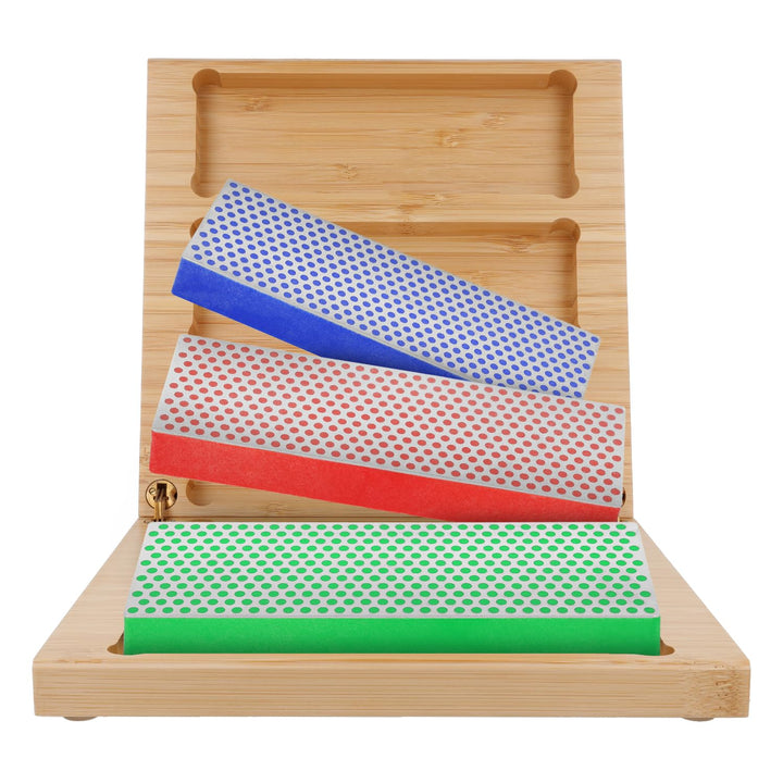 DMT Diamant-Schärfstein in Box aus Hartholz, 15,2 cm / 6 Zoll, Set mit 3 Schärfsteinen in 3 Körnunge