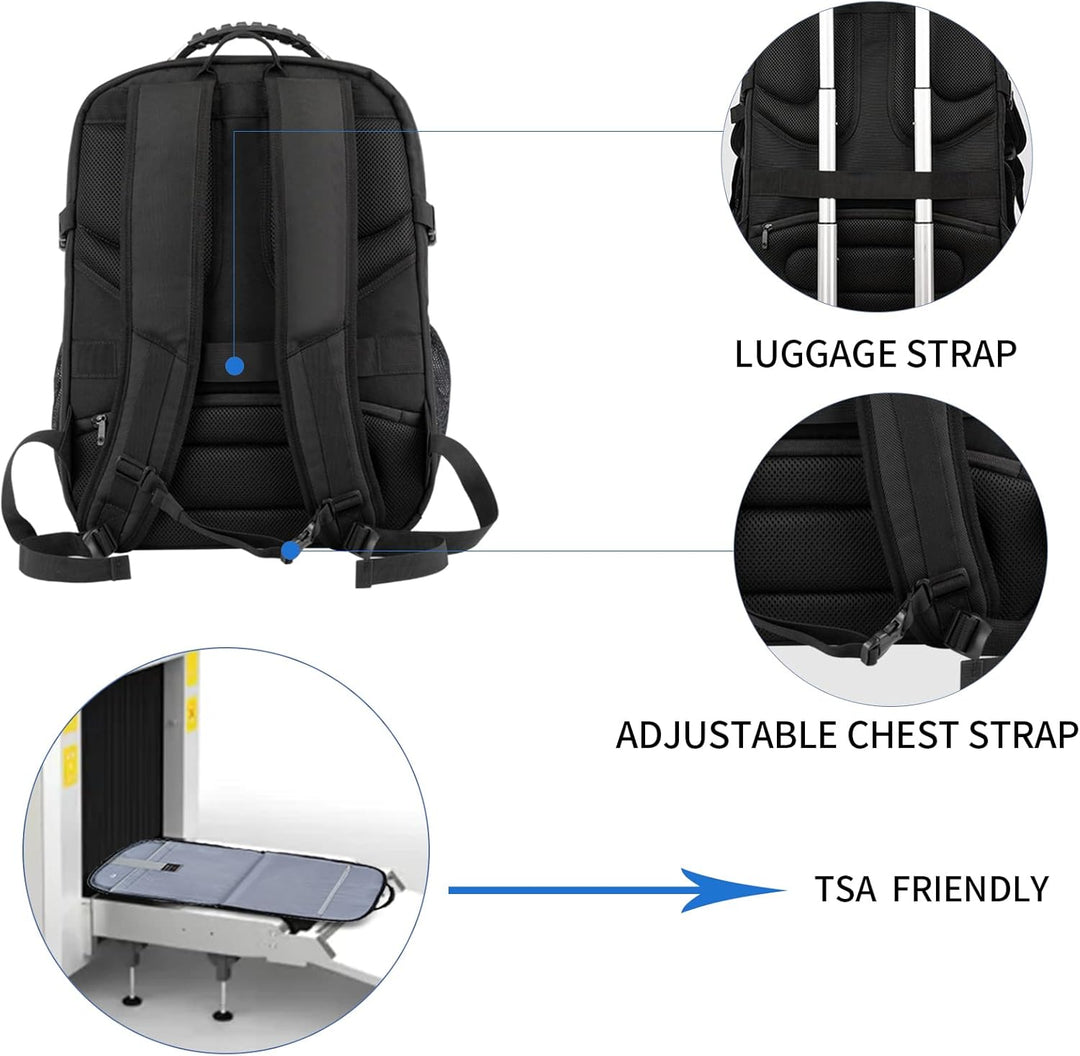 KROSER Grosser Rucksack für Herren, 17,3 – 18,4 Zoll, XXXL, Laptop-Rucksack, mit RFID-Taschen und wa