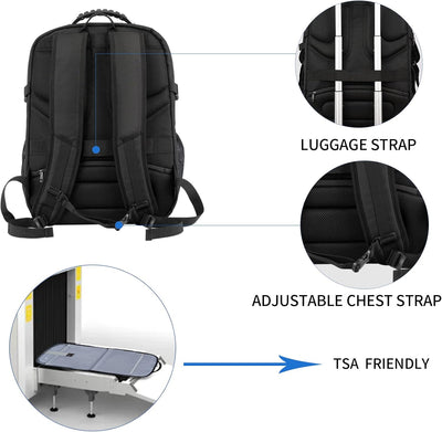 KROSER Laptop Rucksack Herren für 17.3 Zoll Reiserucksack Handgepäck, Laptop Backpack Multifunktion