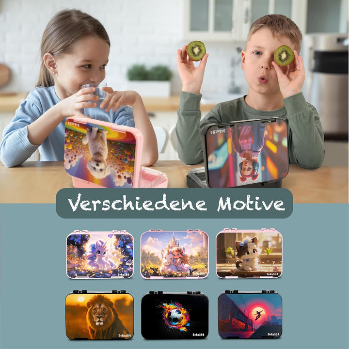 Brotdose Kinder mit Fächern - Bento Box auslaufsicher - robust - BPA Frei Lunchbox - Brotbox für Sch