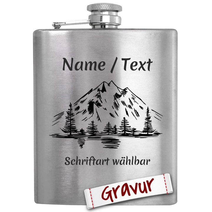 Wandern Geschenk Flachmann Set mit Gravur/Spruch personalisiert, Wanderer Geschenke für Frau, Mann,