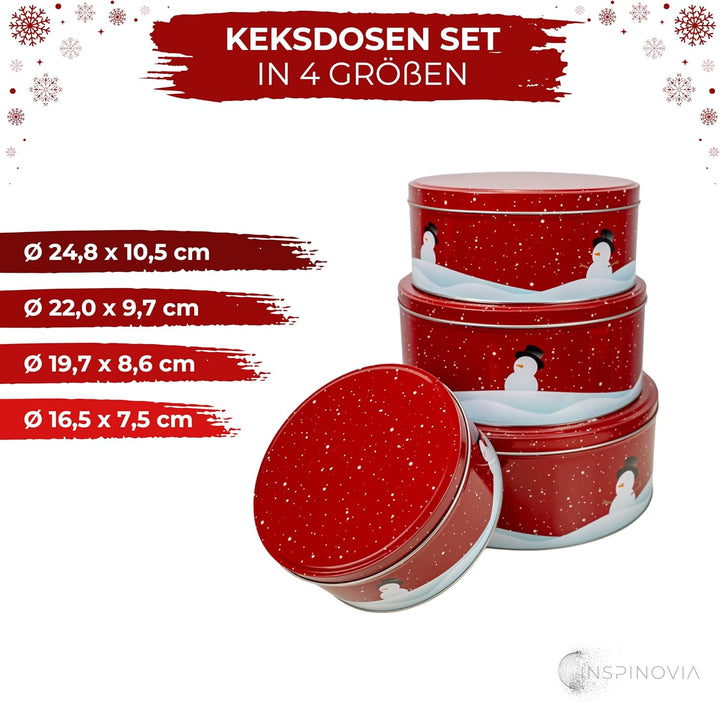 Keksdosen 4er Set | Ideal für Weihnachtsplätzchen & andere Leckereien | 4 Grössen im Set | Extra gro