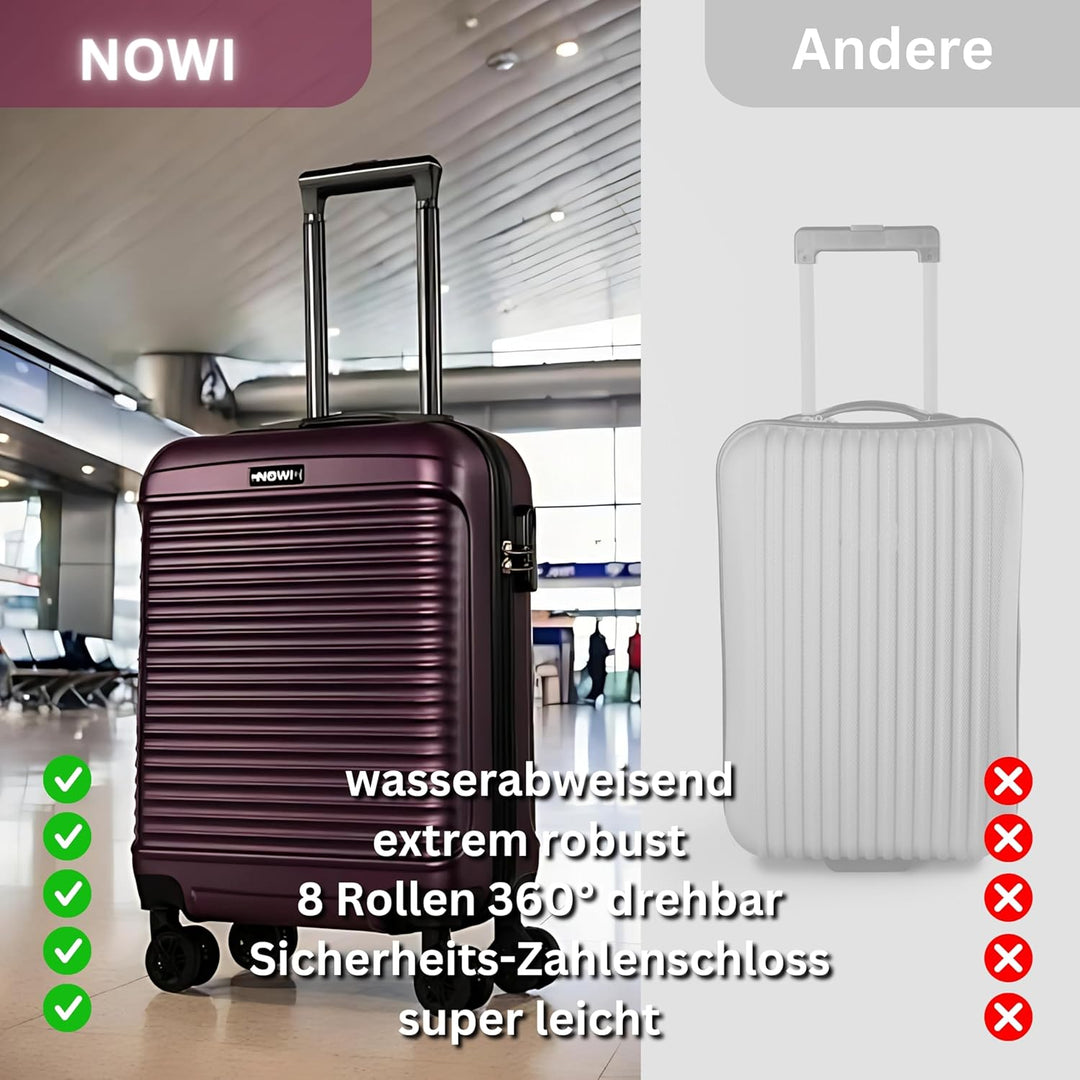 NOWI® Las Palmas Koffer Klein: 55x40x20cm Leichter Hartschalenkoffer mit Rollen, 34L passend für Rya
