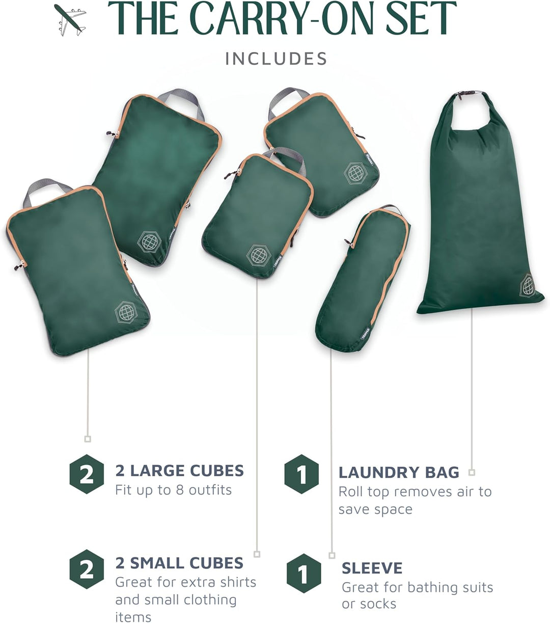 TRIPPED Travel Gear Reise-Kompressions-Packwürfel, Koffer- und Rucksack-Organizer für Kleidung, Grün