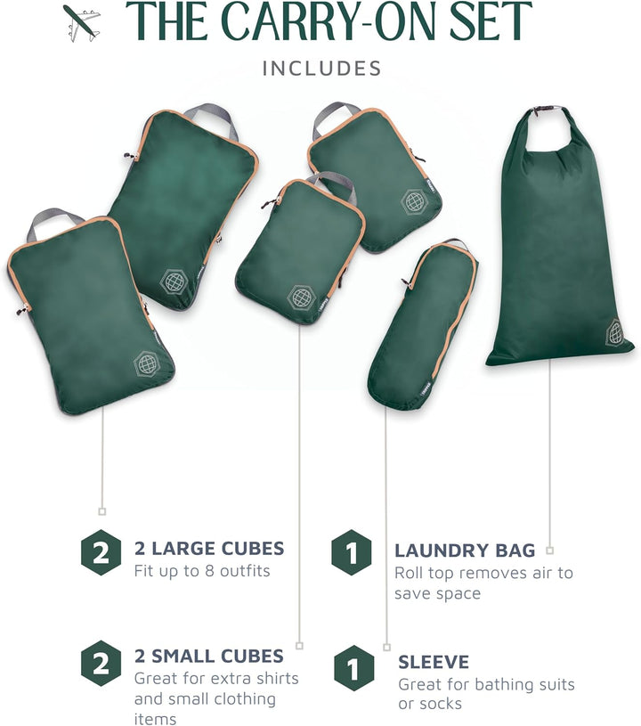 TRIPPED Travel Gear Reise-Kompressions-Packwürfel, Koffer- und Rucksack-Organizer für Kleidung, Grün