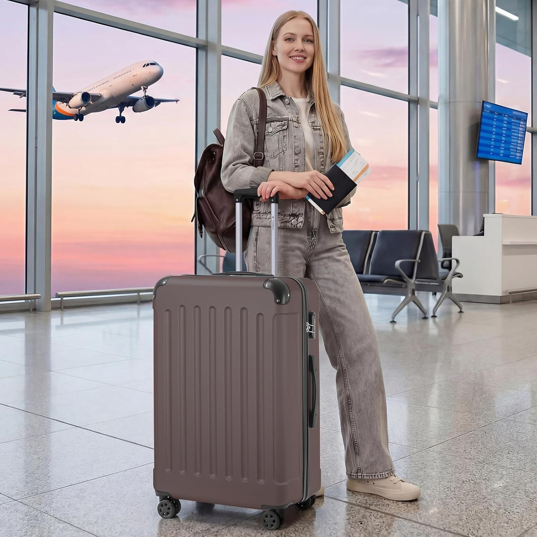 Gepäck Suitcase Reisekoffer, Trolley Rollkoffer Handgepäck, Hartschalenreisekoffer mit 360° Lenkroll