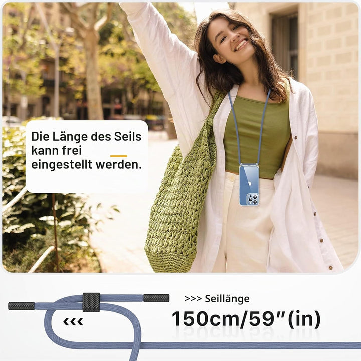 GOODVISH 3 in 1 Handykette für iPhone 13 Pro 6,1", mit 2 Stück Schutzfolie | 360°-Schutz | Kamerasch