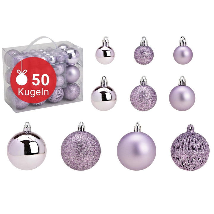 WOMA Christbaumkugeln Set Hell-Lila & 22 weiteren Farben - 50er & 100er Weihnachtskugeln Set - Weihn