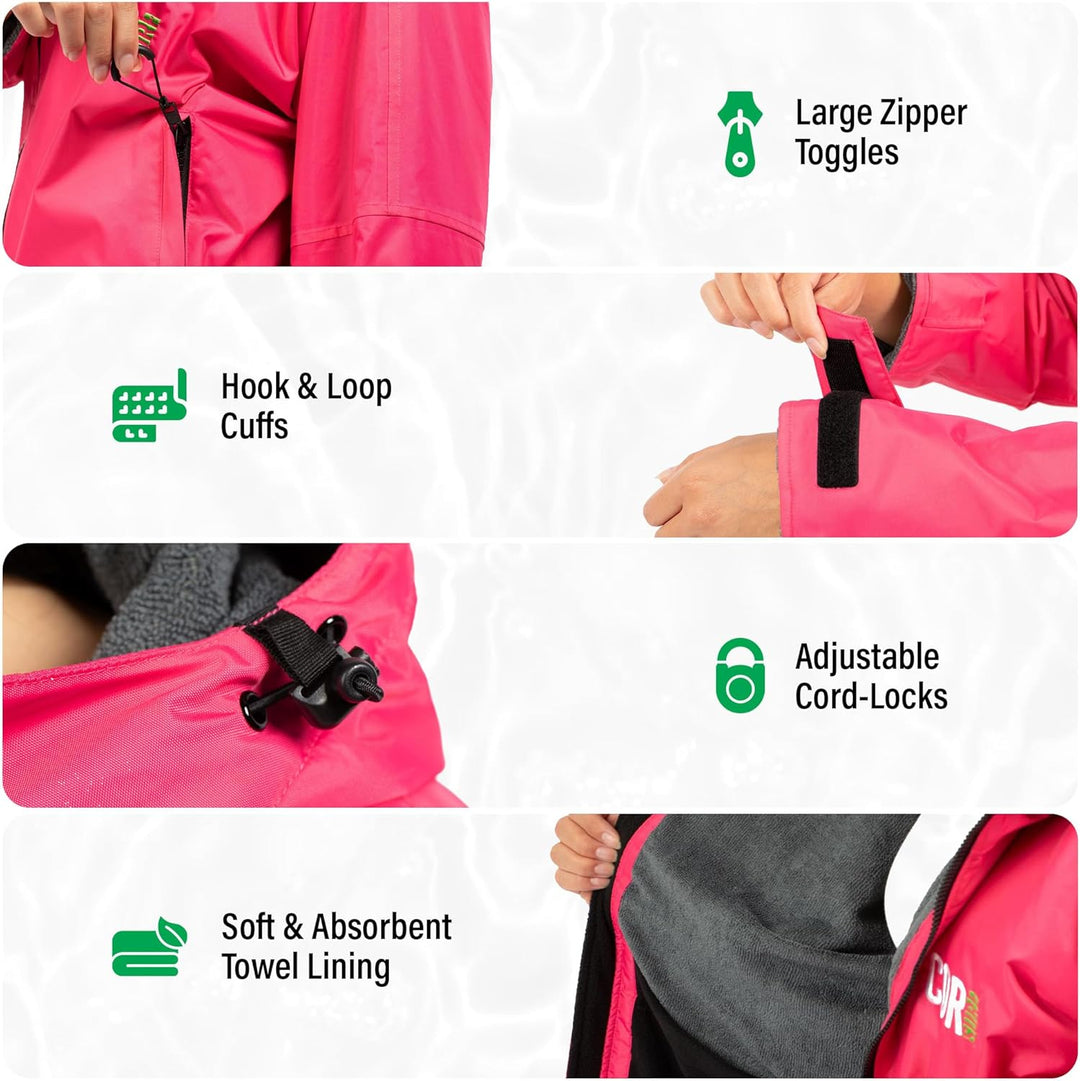 COR Surf Schwimm-Parka, schwere, warme Surfjacke für Herren, Damen, grosse Kinder, wasserabweisendes