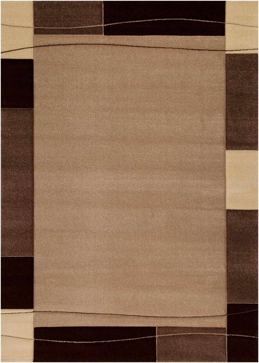 VIMODA Teppich Modern Klassiker für Wohnzimmer Kurzflor Dich gewebt mit Bordürenmotiv braun beige un