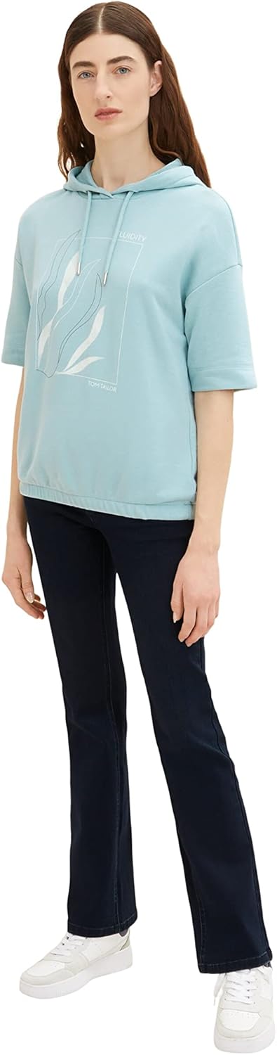 TOM TAILOR Damen Sweater mit Print XXS 30463 - Dusty Mint Blue, XXS 30463 - Dusty Mint Blue