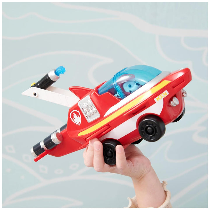 PAW PATROL, Aqua Pups - Basis Fahrzeug Spielzeugauto im Delfin-Design mit Marshall Welpenfigur, Spie
