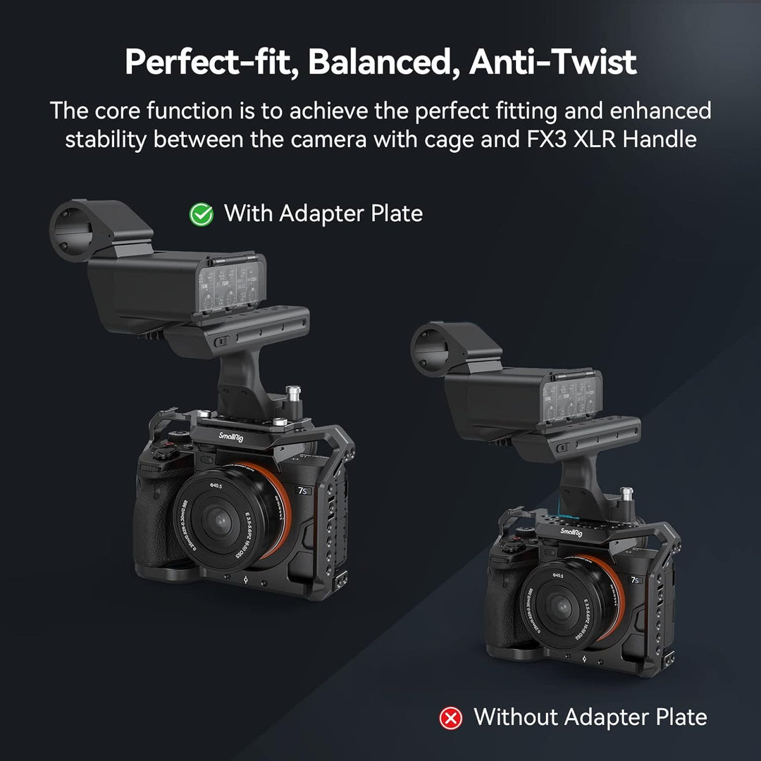 SMALLRIG Montageplatte Adapter Plate zur Befestigung FX3 / FX30 XLR-Griffs am Kamerakäfig 2999/3241