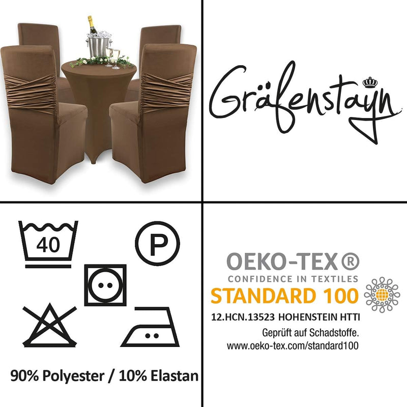 Gräfenstayn 4er-Set Stretch-Stuhlhusse Victoria - runde und eckige Stuhllehnen - VORTEILSPACKUNG - b