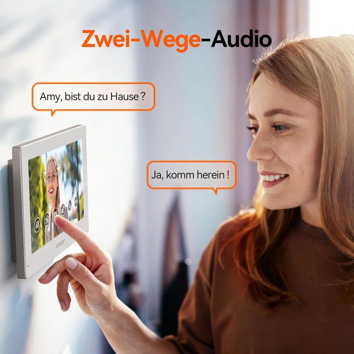 TMEZON WLAN Video Türsprechanlage 2-familienhaus,1080P HD Türklingel mit Kamera,7-Zoll-Farb-Touchscr