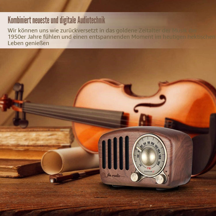 Radio Feegar Retro Bluetooth Lautsprecher,Vintage FM Radio mit altmodischem klassischem Stil,Starke